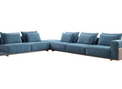 Blau Ecksofa L-Form Couch Wohnzimmer Luxus Stoffmöbel Luxus Design Neu